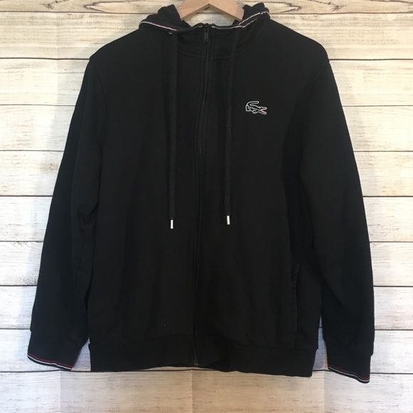 black lacoste zip up hoodie